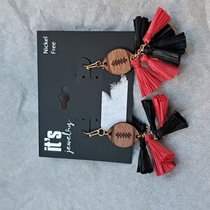 It's Jewerly Black & Red Football Earrings